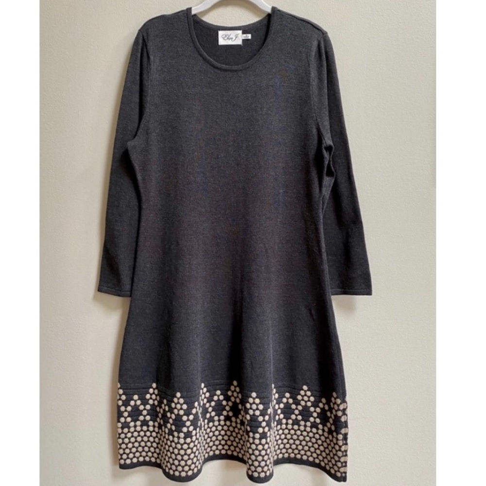 Eliza J Grey Long Sleeve Sweater Dress Size Medium